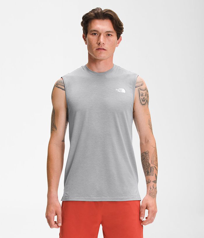 The North Face Mens T-Shirts Wander Sleeveless 358VUMLQK - Grey